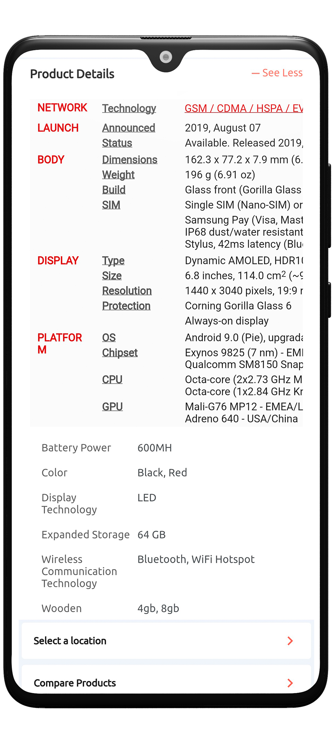 Detailed Product Info